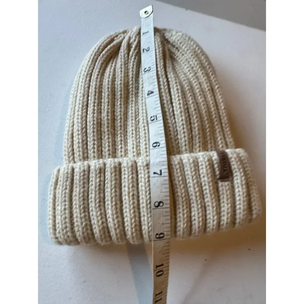FURTALK Cream Ribbed Knit Beanie Hat  Winter Acrylic One Size